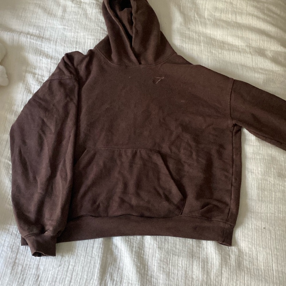 BROWN GYMSHARK HOODIE OVERSIZED